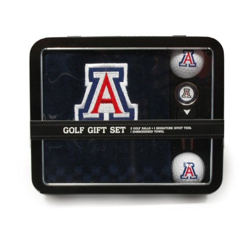 Team Golf NCAA Arizona Wildcats Embroidered Golf Towel, 2 Golf Balls, And Divot Tool Set Gift Set Embroidered Golf Towel, 2 Golf Balls, & Divot Tool with Removable Double-Sided Magnetic Ball Marker
