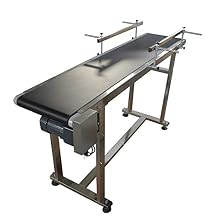 Conveyor Belts 11.8" Wide 59 Inch Length PVC Conveyor with Double Guardrail Adjustable Speed Stainless Steel