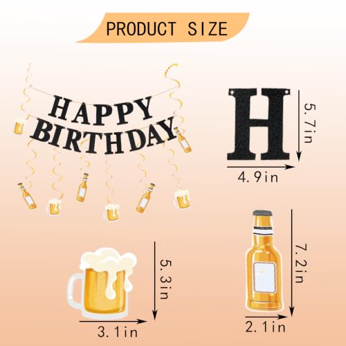 Image of Beer Birthday Banner for Beer Party and Birthday Wedding Party Supplies (Black +Dark Yellow)