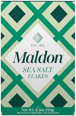 Maldon Salt, Sea Salt Flakes, 8.5 oz (240 g), Kosher, Natural, Handcrafted, Gourmet, Pyramid Crystals (Packaging May vary)