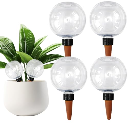 XUDUOO Bewässerungskugeln, 4 Stück Pflanzen Bewässerung, Selbstbewässerung Bewässerungskugel groß, Automatische Transparente Pflanzenbewässerung von Zimmer Balkon und Gartenpflanzen Anschluss (B)