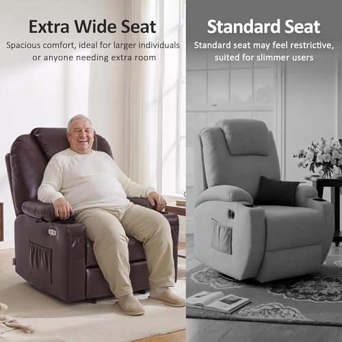 Image of MCombo Oversized Power Lift Recliner Chair for Elderly, Lift Chair with Heat and Massage for Big and Tall, USB&Type C Ports, Cup Holders, Faux Leather R7510 (Dark Brown, Large-Wide)