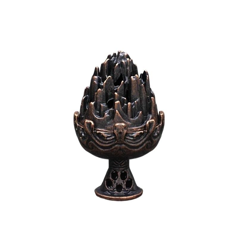 Brûleur d'encens en alliage style poêle ancien avec détails ciselés haut de gamme
