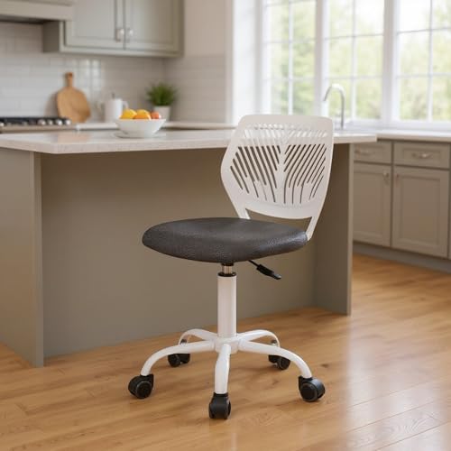 Image of Homy Casa Adjustable Swivel Dining Caster Chair, Black Mesh Seat