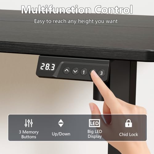 Image of 48x24 inch Electric Standing Desk, Height Adjustable, Black