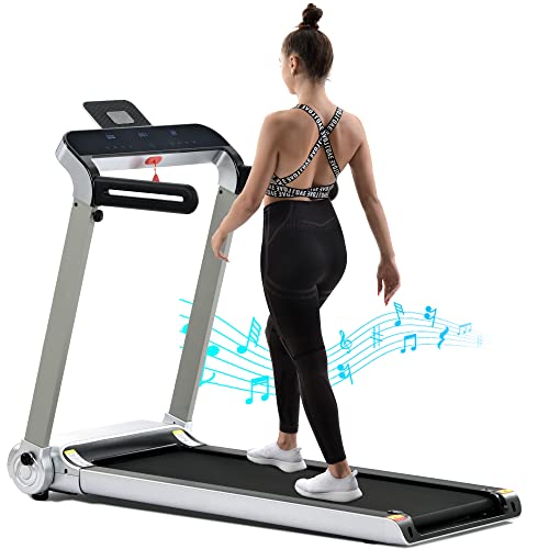 Laufband für Zuhause Klappbar, Indoor Faltbares Heimlaufband mit Kinomap-Funktion 2,5PS Power Motor, Großes LED-Display & iPad/Telefonhalterung USB-Schnittstelle & Bluetooth, 15km/h Cover