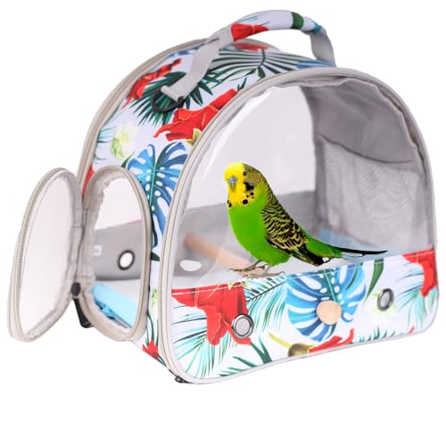 Sac à dos de transport pour oiseaux avec perchoir en bois, sac à dos de transport pour oiseaux (multicolore, petit porte-oiseaux)