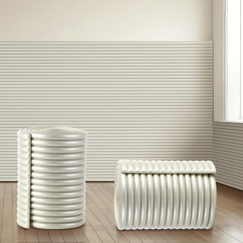 Fiwochic 7.9 x 78.7 Inch Anti Collision Wall Padding for Kids Padded Wall Panels 3D DIY Headboard for Autism Playroom Nursery Bedroom Living Room Corner Guards(1 Roll, Light Gray)