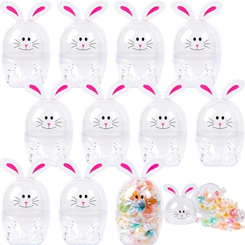 El Mejor Listado de Pascua los 5 más buscados. 45 JOYIN - 12 Huevos de Pascua vacíos de plástico de 9,4 cm, rellenables, diseño de Conejito de plástico Blanco Transparente para Caza de Pascua, Fiesta temática, Juguetes para...