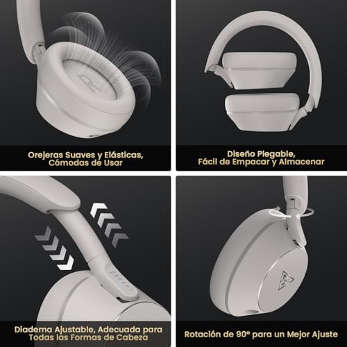 DOQAUS Auriculares DJ con Cable, Estéreo de Mezcla y Monitor de Estudio, 50mm Controladores,2 Cables (3.5 y 6.35mm) Conector de Audio para PC AMP Grabación de Teléfono Piano Guitarra, Blanco - imagen 8
