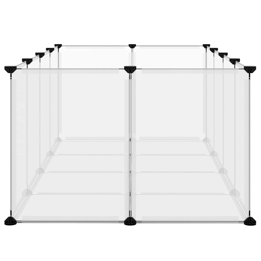 Kleintierkäfig Transparent 144x74x46,5 cm aus PP und Stahl, geräumiges Kleintiergehege mit Schutzgitter für Kaninchenstall, Meerschweinchenstall, Hamsterkäfig