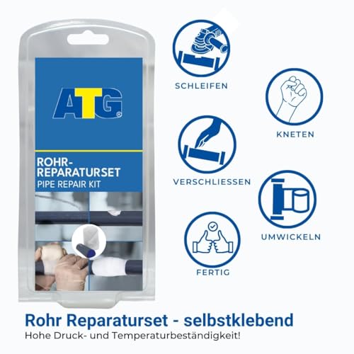 ATG Rohrreparaturband Rohrisolierung Starke Reparatur - Rohr Reparaturset | Hohe Druck und Temperaturbeständigkeit | Selbstklebend | Rohrisolierung Selbstklebend