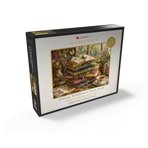 MyPuzzle Vintage Wildflower Book Stack - Rompecabezas Premium de 300 Piezas para Adultos miniatura 2
