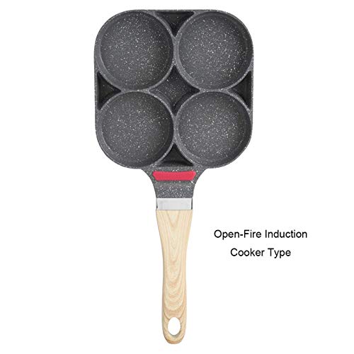 Non-Stick Frying Pan with 4 Hole, Omelet Burger Pancake Pan Induction Hob Compatible for Breakfast Home Cooking (Open-Fire Induction Cooker Type) 7 Gallery Image