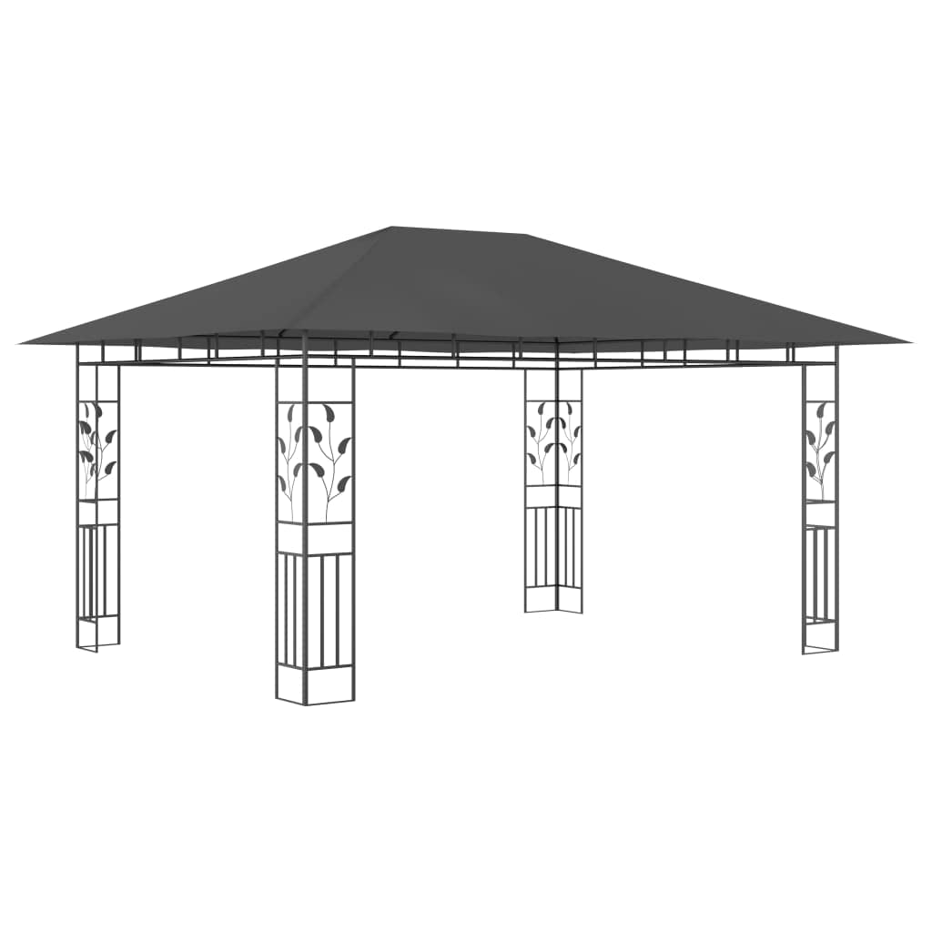 Gazebo con zanzariera, 4 x 3 x 2,73 m, antracite, 180 g/m², gazebo da giardino con robusto telaio in metallo e tettuccio parasole in tessuto, montaggio rapido per attività all'aperto