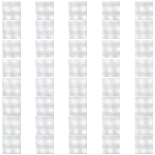 Image of 40Pcs 8x8cm Square Embroidery Sheet,Plastic Mesh Canvas Sheets for Embroidery Yarn DIY Crafting