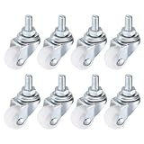 PATIKIL 1 Inch Stem Casters, 8 Pack Wire Shelf Caster Wheels Threaded Swivel Stem Wheels Wire Shelving for Rolling Cart Cart Wheels Furniture Replacement, White