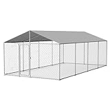 20x10 FT Outdoor Dog Kennel Outside Heavy Duty Dog Enclosure with Waterproof Cover and Security Lock (240x120IN)
