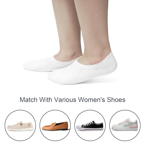 Image of SIXDAYSOX Womens No Show Socks - 4-8 Pairs, Low Cut, Non-Slip, Invisible Cotton Liner