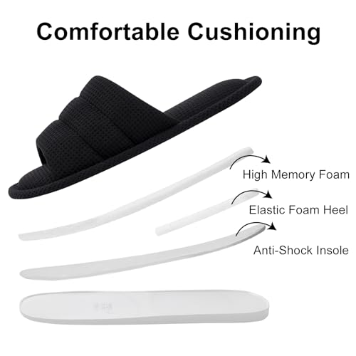 Image of shevalues Summer House Slippers for Women Men Breathable Waffle Indoor Slippers Slip-on Open Toe Home Shoes