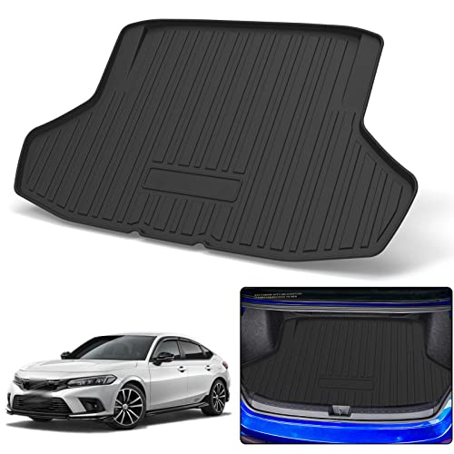 Elsetyler Cargo Liner for 2022 Civic - Black TPO All Weather Heavy Duty Waterproof Rear Cargo Tray Trunk Floor Mat Protector Compatible with 2022 2022 Honda Civic Sedan