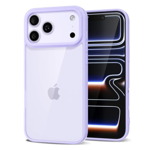 LoeoeL for iPhone 17 Pro Max/ 18 Pro Max Case Clear, Transparent Hybrid 17 Pro Max/ 18 Pro Max Phone Case [Hard Plastic & Soft Silicone Bumper] Acrylic Non Yellowing Thin Slim Cover, Purple Lavender