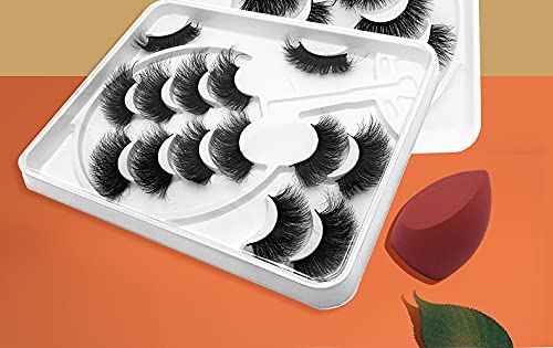 Hbzgtlad 7Pairs 3D Mink Dramatic Volume Lashes Bulk Faux Thick Long Wispy Natural Mink Lashes Pack Short Wholesales Natural False Lashes (Jo06) #TOP5