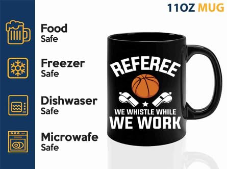Taza para árbitro de básquet de cerámica 11oz negra miniatura 4