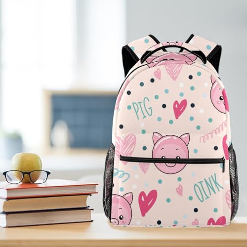Sac à dos cochon avec cœur à pois multicolore, cadeau idéal pour ado - 5
