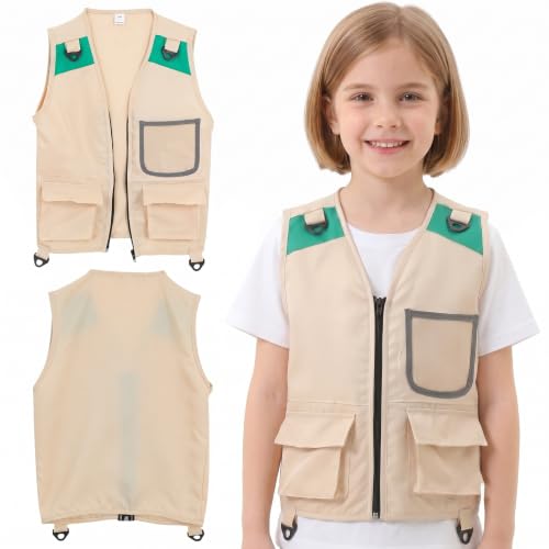 Image of Abaodam 2Pcs Explorer Vest for Kids Ages 5-8 Boys and Girls Cargo Vest Costume Outdoor Adventure Explorer Jungle Party Cosplay Festivals Activities