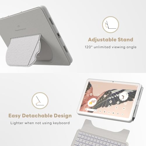 Image of EIP Magnetix Keyboard Case for Google Pixel Tablet 11 inch 2023, White | Detachable magnetic keyboard, adjustable viewing angle, speaker dock compatible, 7-color backlit keys, easy carry design