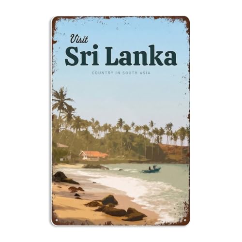 Funny Visit Sri Lanka Signs Wall Decor Vintage Metal Tin Sign Art Poster Fun Kitchen Bar Cafe Office Man Cave Bathroom Sign Wall Decoration Gift 8x12 Inch
