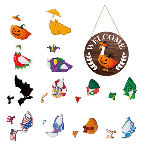 Panneau de Bienvenue Interchangeable en Bois Cabilock Décoration de Porte