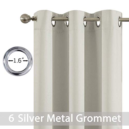 Yakamok Light Beige Curtains Room Darkening Thermal Insulated with Grommet Window Curtain for Bedroom, 38Wx54L inch, 2 Panels