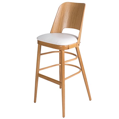treesure Esszimmerstuhl C, Barhocker, Eiche-Massivholz, Bezug weisses Kunstleder, Küchenstuhl, Lounge Stuhl, Designerstuhl Cover