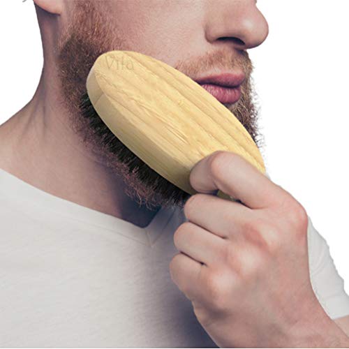 Vila Beard Brush and Comb Set, Bamboo Brush with Boar Bristles and Pear Wood Comb Combo, Beard Shaping and Styling Tools for Both Wet and Dry Hair, Includes Sturdy Burlap Sack, Travel Grooming Kit - Thumbnail 2