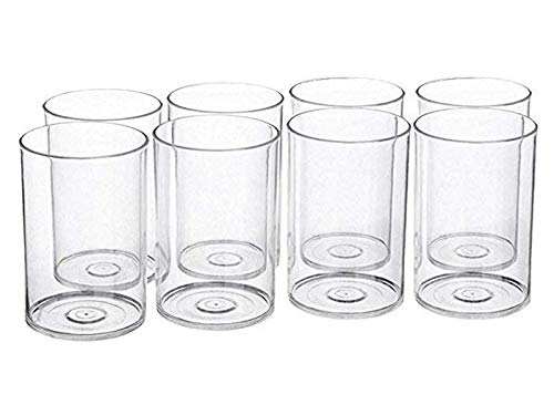 MR Products 8 Pcs. Unbreakable Stylish Transparent Water Glass Set 300 Ml,Abs Poly Carbonate Plastic Magic Glasses Glass Set (300 ml, Plastic)