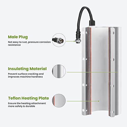 Eenour Double Station Tumbler Mug Heat Press + 2 Spare Heater Attachment (2.4"-2.8" & 2.65"-3.2") For 30Oz 20Oz 16Oz Sublimation Straight Blank Skinny Tumbler Glass Mugs #TOP4