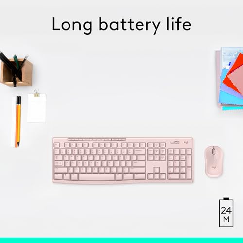 Image of Logitech K270 Wireless Keyboard for Windows, 2.4 GHz Wireless, Full-Size, Number Pad, 8 Multimedia Keys, 2-Year Battery Life, Compatible with PC, Laptop - Rose