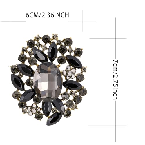 Image of LAXPICOL Vintage Austrian Crystal Elegant Flower Brooch for Women Broach Pin Wedding Jewelry Antique-Gold Tone