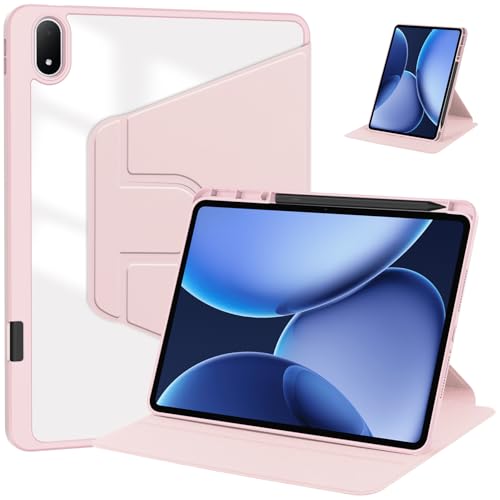 DayQiQiPu Funda para Huawei MatePad 10.4' BAH4-W09/ BAH3-W09/AL00/L09 de Cuero PU Soporte Rotación 360° Múltiples Ángulos Cubierta Delgado con Portalápices Auto Reposo/Activación Estuche Rosa