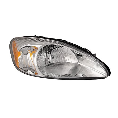 HEADLIGHTSDEPOT Headlight Compatible with 2000-2007 Ford Taurus Halogen Chrome Housing Includes Right Passenger Side Headlamp Assembly