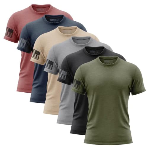 Patriot Crew Mens Fresh T-Shirt American Made Graphic Tee Patriotic USA & Freedom Style Shirt (Large 6 Pack)