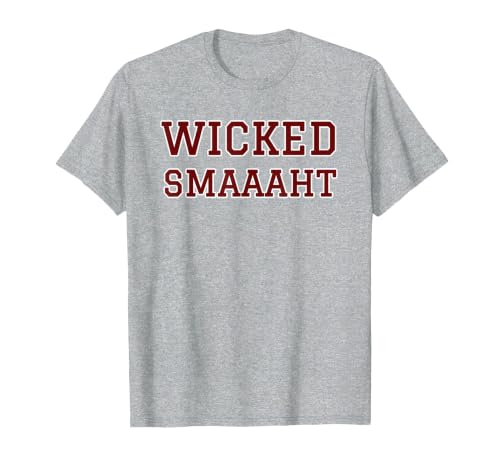 Wicked Smaaaht (Smart) T-Shirt Boston, MA University/College T-Shirt, Men, Heather Grey, Large
