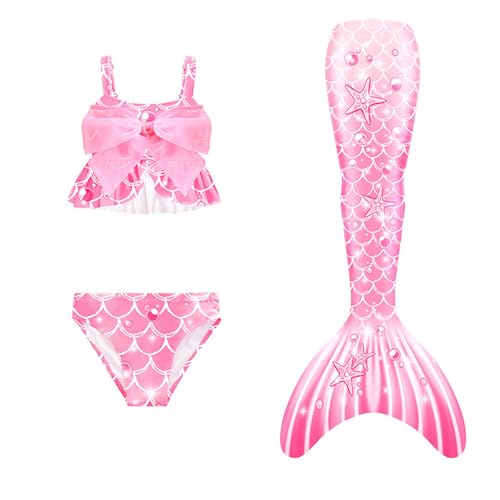 Catálogo de Cola de Sirena Walmart Top 5. 43 Colas de Sirena para Niñas Nadando, Traje de BañO 3 Piezas para Niños, Traje Baño Sirena Bikini, Conjunto Cola Pez, Ropa Cosplay YY9-Multicolor 8 Años