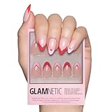 Glamnetic Press On Nails - Pure Hearted | Glossy, Semi-Transparent Short Almond Nails with Heart Accents, Salon Quality Valentine’s Nails | 15 Sizes - 30 Nail Kit with Glue