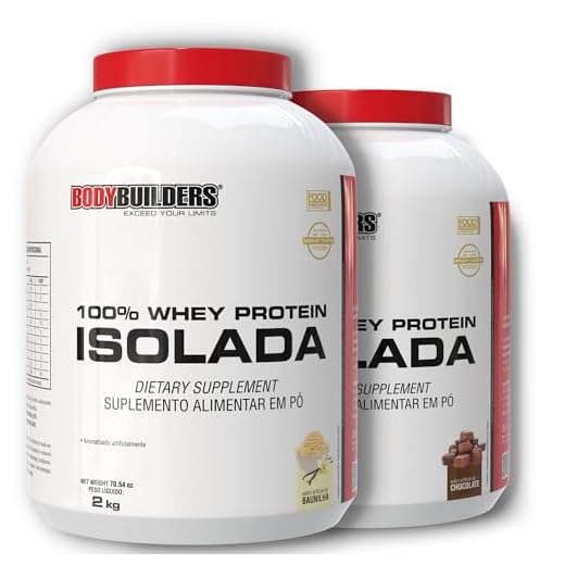 Kit 2x Whey Protein 100% Isolada Baunilha e Chocolate 2kg - Bodybuilders
