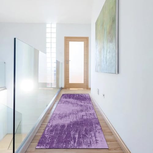 Alfombra pasillo morada 90x200 lavable abstracta antideslizante 6