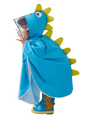 Image of Raincoat for Kids - Poncho Lightweight Waterproof Windproof Hooded Cute Cartoon Dinosaur with Carrying Bag