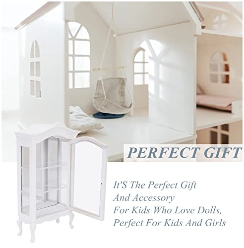 Dollhouse Shelf Cabinet, 1:12 Wooden Dollhouse Corner Cabinet, White Bedroom For Dolls Diningroom For Livingroom #TOP5